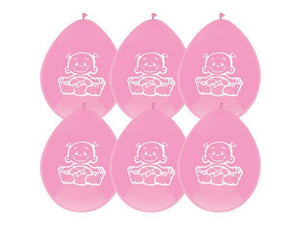 Haza ballonnen baby meisje roze 30cm 6stuks