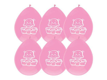 Haza ballonnen baby meisje roze 30cm 6stuks