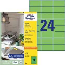 Avery gekleurde universele etiketten formaat 70 x 37 mm (b x h) 2.400 stuks groen