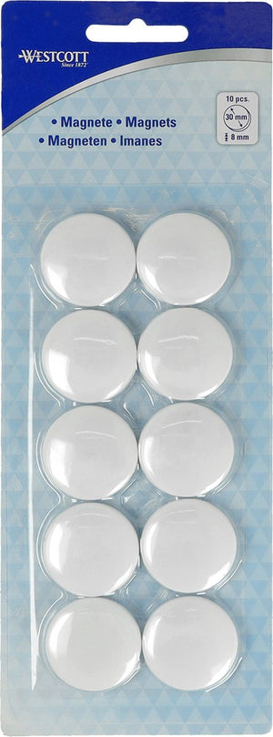 Westcott magneten - ø 30x8mm - wit - 10 stuks - ac-e10816