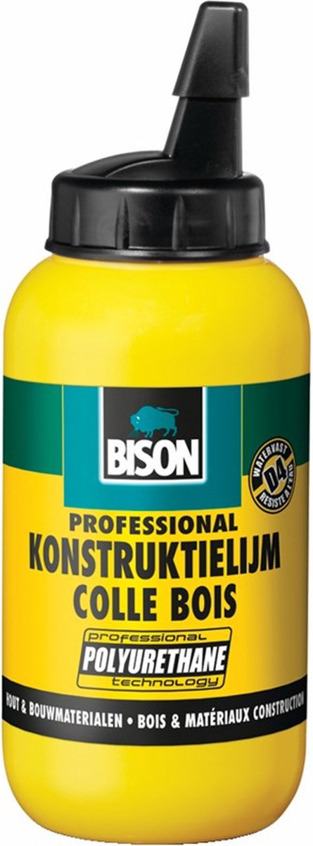 Afbeelding laden in galerijviewer, Bison houtkonstruktielijm flacon 250g, vloeibare, watervaste lijm op basis van polyurethaan, professioneel, d4, watervast, supersterk, overschilderbaar, temperatuur- en weerbestendig
