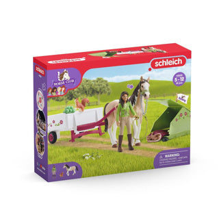 Schleich horse club speelfigurenset - sarah's kampeeruitstapje - kinderspeelgoed voor jongens en meisjes - 5 tot 12 jaar - 12 onderdelen - 42533