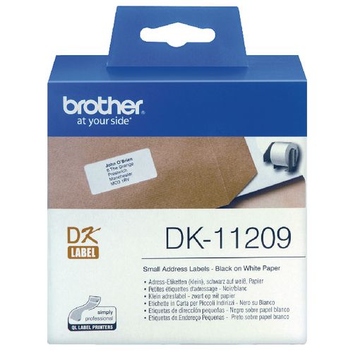 Adres etiket dk11209 brother 29x62mm wit 800 stuk