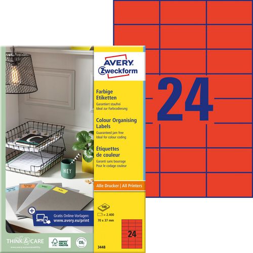 Multifunctionele etiketten avery zweckform 200 stuks wit