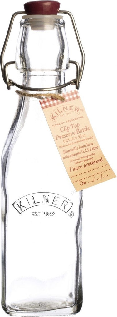 Kilner vierkante fles - met plastic beugelsluiting - 250 ml