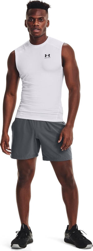 Under armour ua hg armour comp sl-wht heren sportshirt - wit - zwart