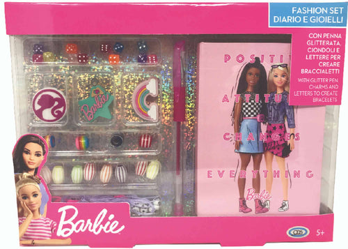 Mattel barbie sieradenset bedeltjes armbanden glitterpen en dagboek