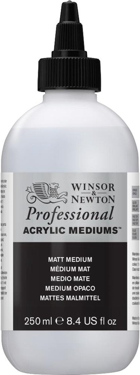 Winsor newton 3040936 professional acrylic matt medium 250 ml – acrylmedium voor matte afwerking verbeterde vloei