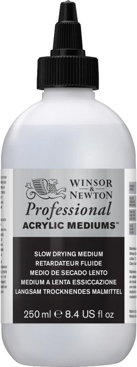 Winsor newton 3040932 professional acrylic slow drying medium 250 ml – acrylmedium, verlengde verwerkingstijd vloeiende kleurverlopen