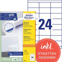 Avery universele etiketten zweckform 3664 70x33,8mm wit