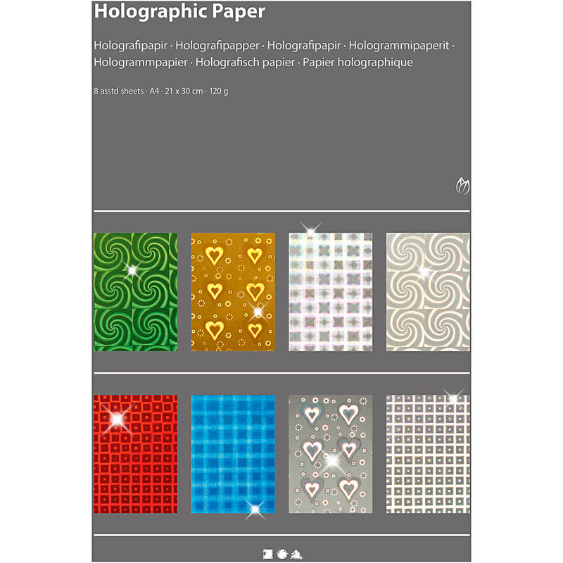 Load image into Gallery viewer, Https: www.cchobby.nl holografisch-papier-a4-vel-210x297-mm-120-gr-8-div-vellen-1-doos
