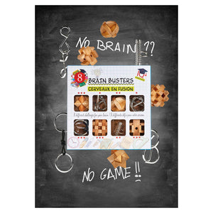 Eureka breinpuzzelset hout en metaal, 8st.