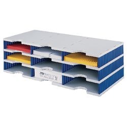 Sorteerstation styrodoc 57 mm vakhoogte 723 x 331 x 223 mm grijsblauw