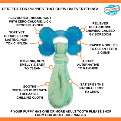 Load image into Gallery viewer, Nylabone puppy freezer bone with wash cloth pindakaassmaak
