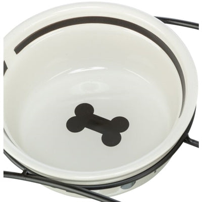 Load image into Gallery viewer, Trixie voerbak hond food keramiek wit zwart
