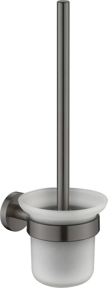 Plieger vigo wc borstel – toiletborstel met houder glas – wandhouder – 10 jaar garantie – geborsteld gunmetal