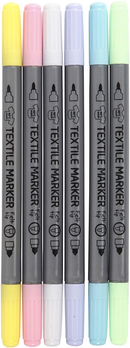 Creativ company textielstiften pastelkleuren 6 stuks textiel.