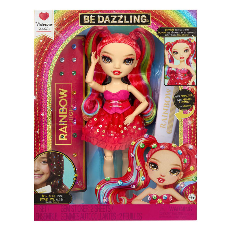 Afbeelding laden in galerijviewer, Rainbow high be dazzling-modepoppen - vivienne rouge (rood) met bedazzle-tool en glinsterende strass-steentjes
