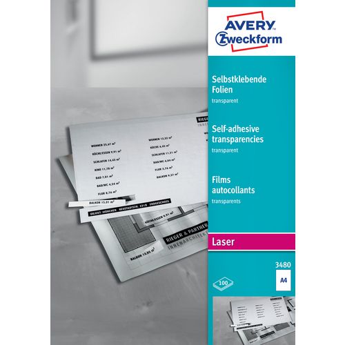 Zelfklevende folie avery zweckform a4 transparent