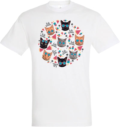 Load image into Gallery viewer, T-shirt hello summer cats wit

