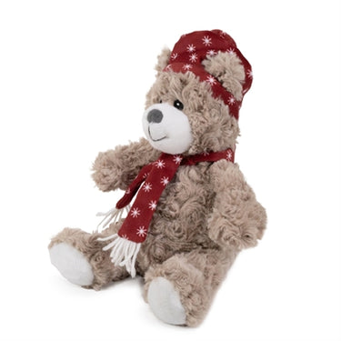 Rosewood brie beer met muts en sjaal rood