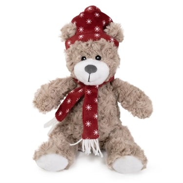 Rosewood brie beer met muts en sjaal rood