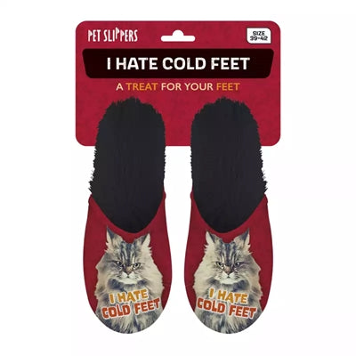 Load image into Gallery viewer, Pantoffel i hate cold feet rood zwart
