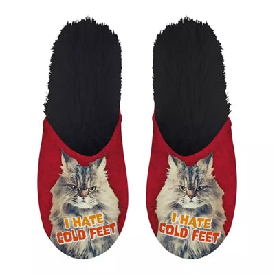 Load image into Gallery viewer, Pantoffel i hate cold feet rood zwart
