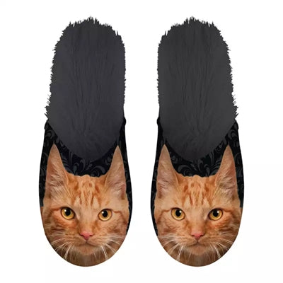 Load image into Gallery viewer, Pantoffel oranje kat zwart
