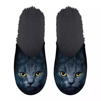 Load image into Gallery viewer, Pantoffel zwarte kat zwart
