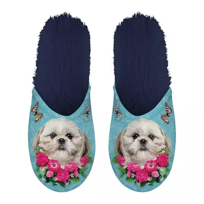 Load image into Gallery viewer, Pantoffel shih tzu lichtblauw donkerblauw
