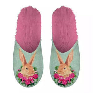 Pantoffel konijn groen roze