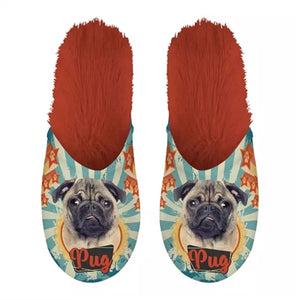 Pantoffel pug mopshond oranje