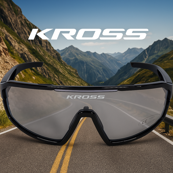 Load image into Gallery viewer, Kross fietsbril fly uv400 meekleurende lenzen - zwart frame
