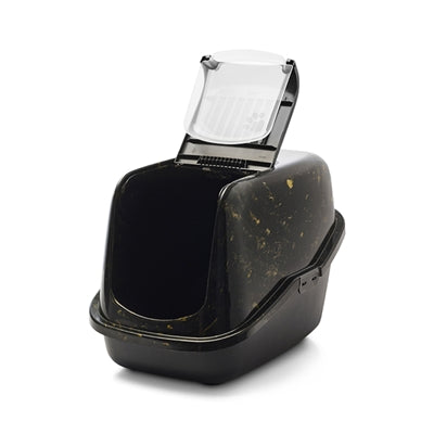 Load image into Gallery viewer, Savic kattenbak nestor marble zwart goud
