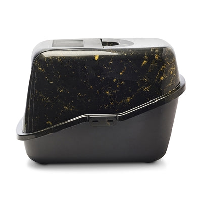 Load image into Gallery viewer, Savic kattenbak nestor marble zwart goud
