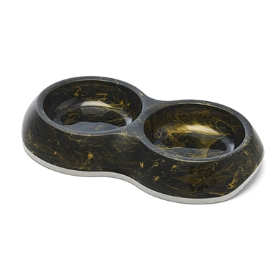 Load image into Gallery viewer, Savic voerbak delice dubbel marble zwart goud
