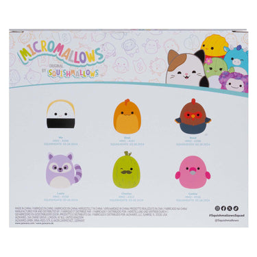 Squishmallows knuffel pluche micromallows - charles, onel, mo, cookie, reed, layla, 6-pack