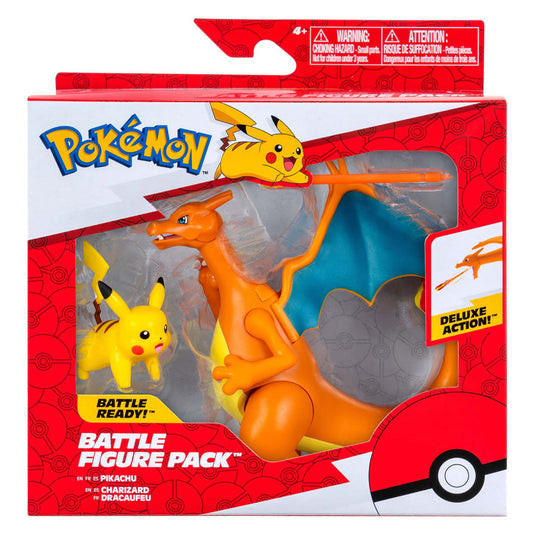 Jazwares pokémon battle feature figuurset - glurak en pikachu - 2dlg.