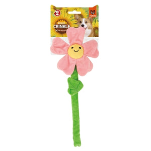 Fofos krinkel bloem roze met touwsteel