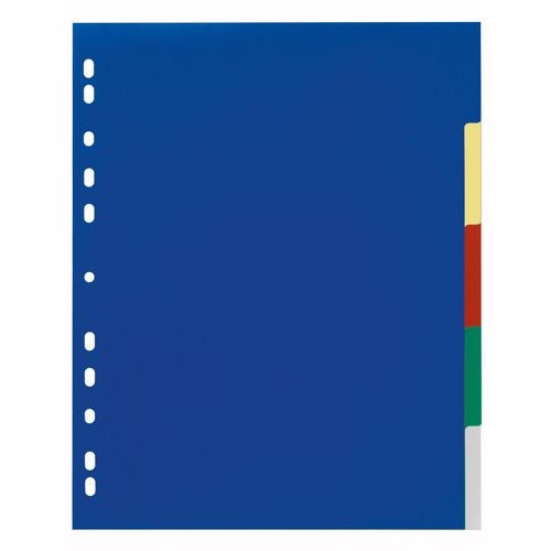 Tabbladen 6737 polypropyleen a4 230x297mm blauw geel rood groen blauw 5 tabs