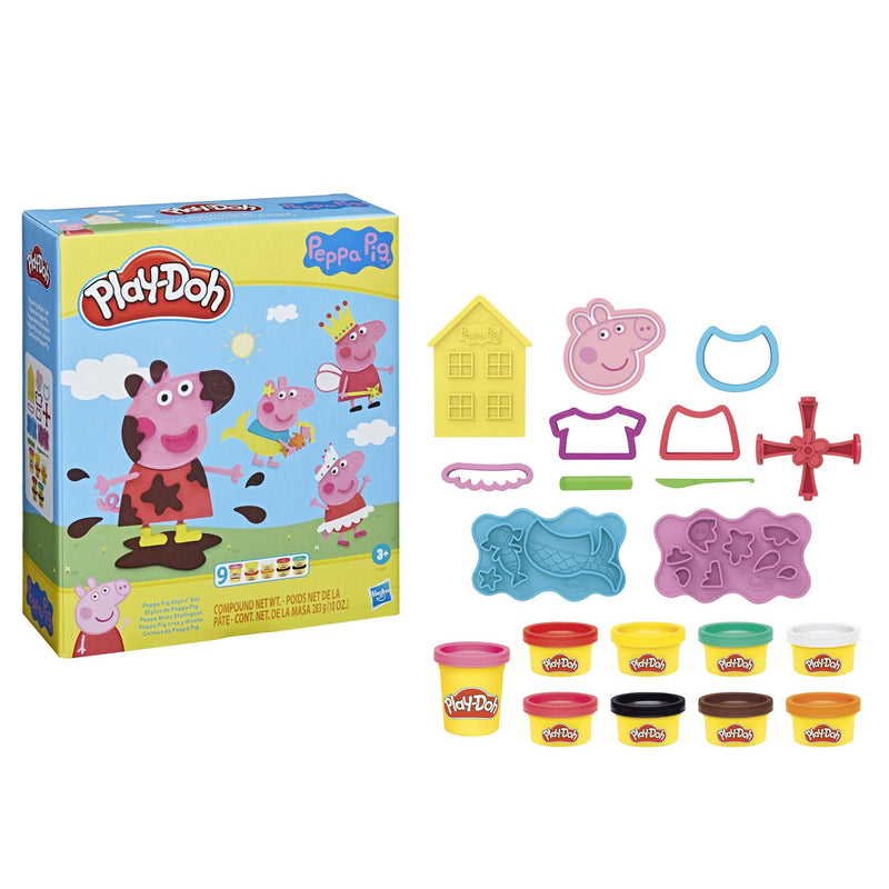 Afbeelding laden in galerijviewer, Play-doh peppa pig styling speelset - boetseerklei - inclusief 9 potjes
