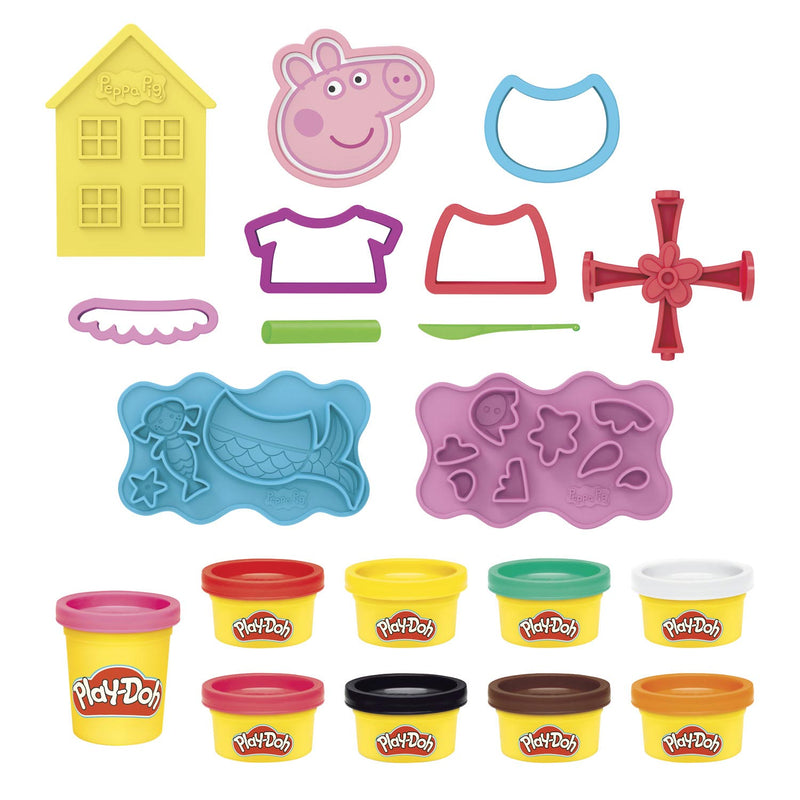 Afbeelding laden in galerijviewer, Play-doh peppa pig styling speelset - boetseerklei - inclusief 9 potjes
