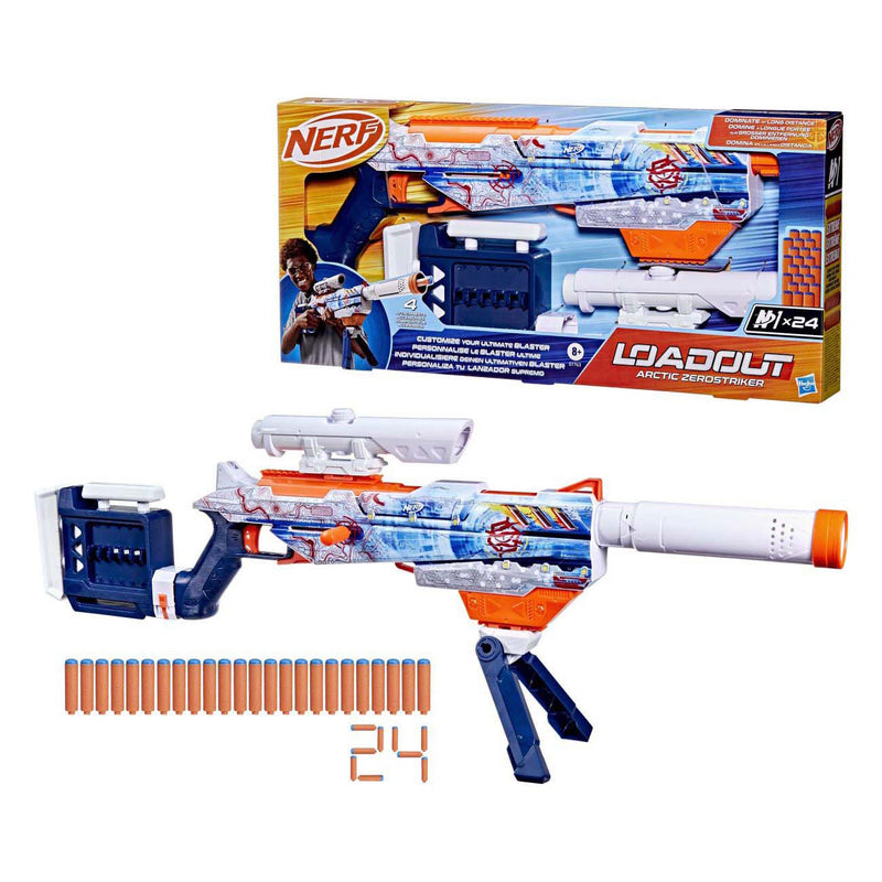 Afbeelding laden in galerijviewer, Nerf loadout arctic zerostriker blaster en 24 n1-darts
