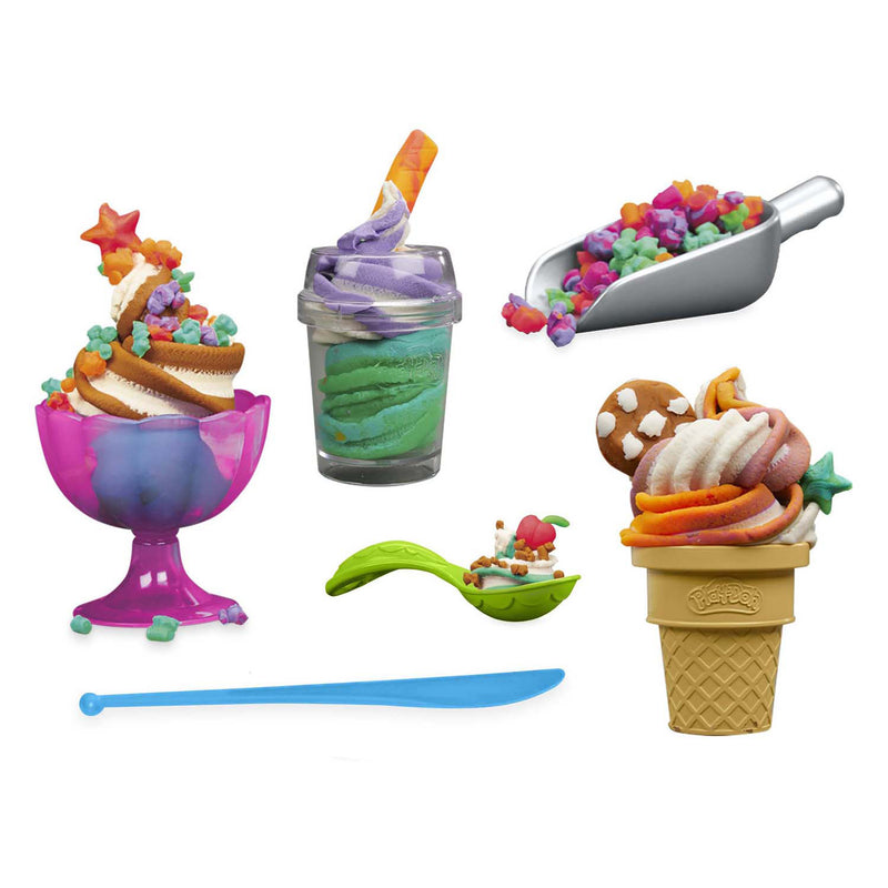 Afbeelding laden in galerijviewer, Play-doh regenboog softijs speelset - 5 kleipotjes
