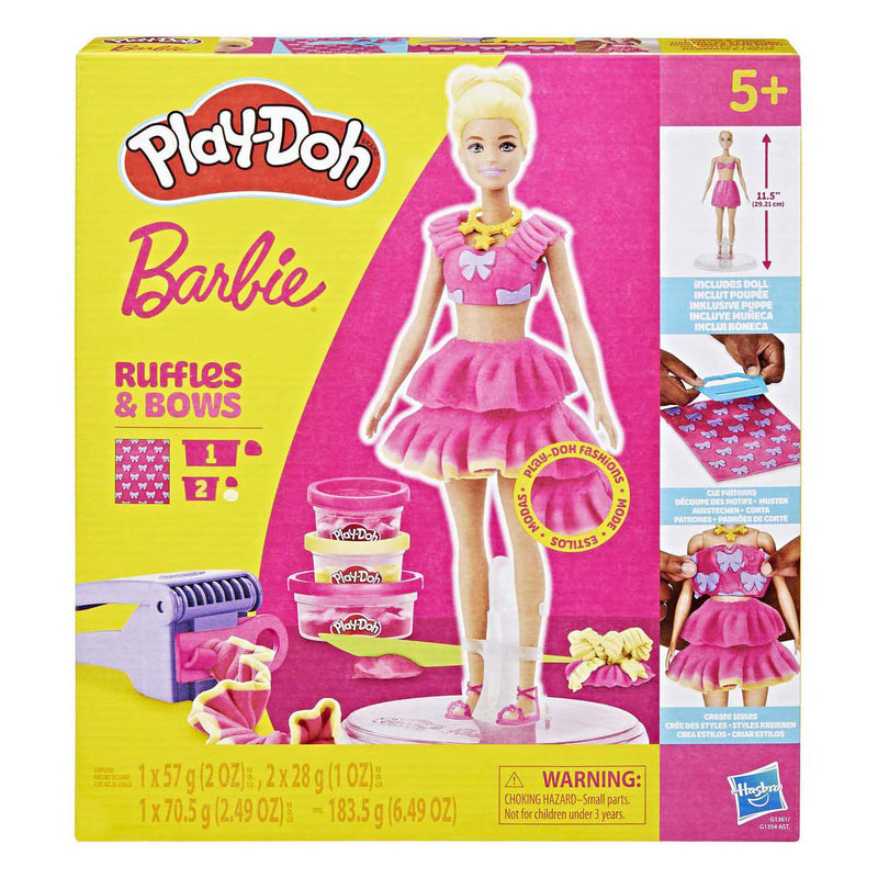 Load image into Gallery viewer, Play-doh barbie ruches en strikken - 3 kleipotjes
