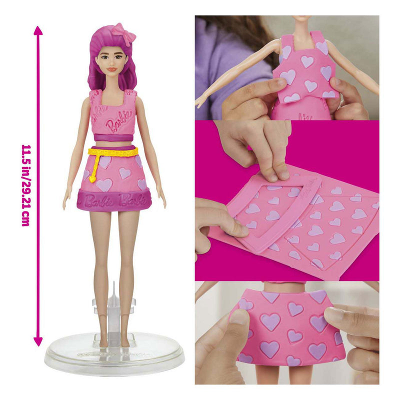 Afbeelding laden in galerijviewer, Play-doh -set barbiepop hartjes en haar - boetseerklei
