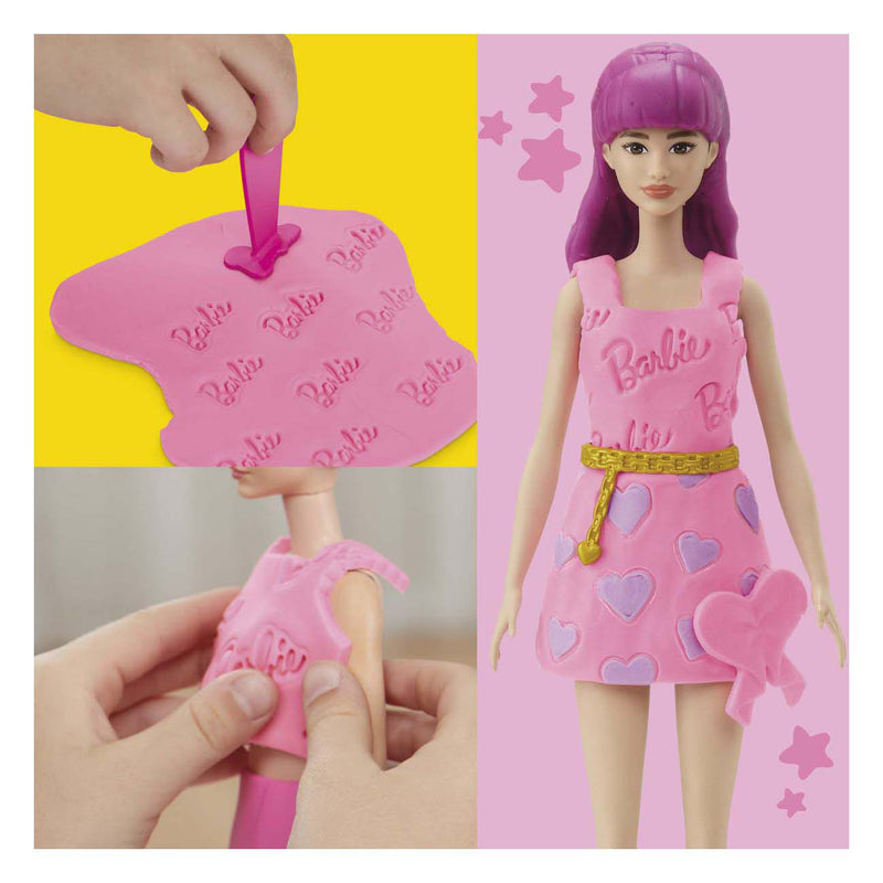 Afbeelding laden in galerijviewer, Play-doh -set barbiepop hartjes en haar - boetseerklei
