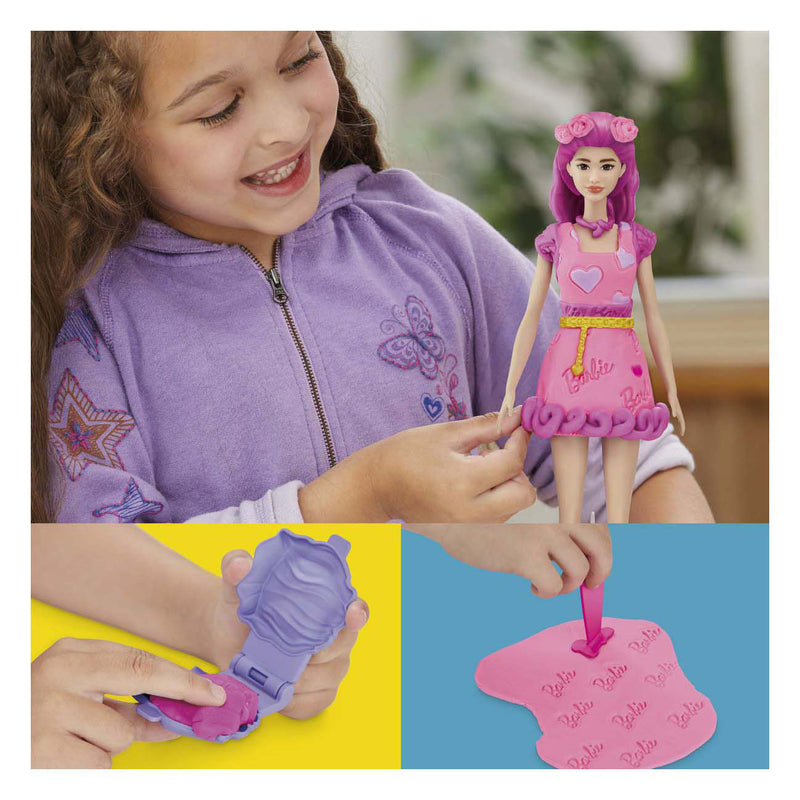 Afbeelding laden in galerijviewer, Play-doh -set barbiepop hartjes en haar - boetseerklei
