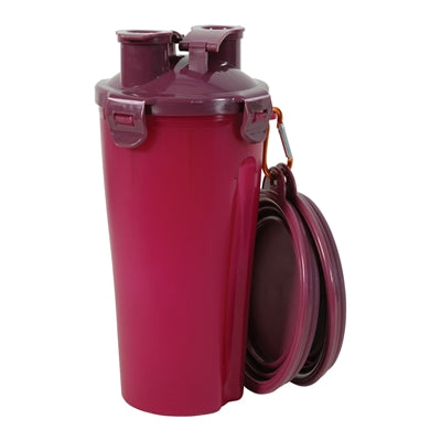 Load image into Gallery viewer, Zolux bvk 2in1 reisset fles met voerbak en drinkbak rood
